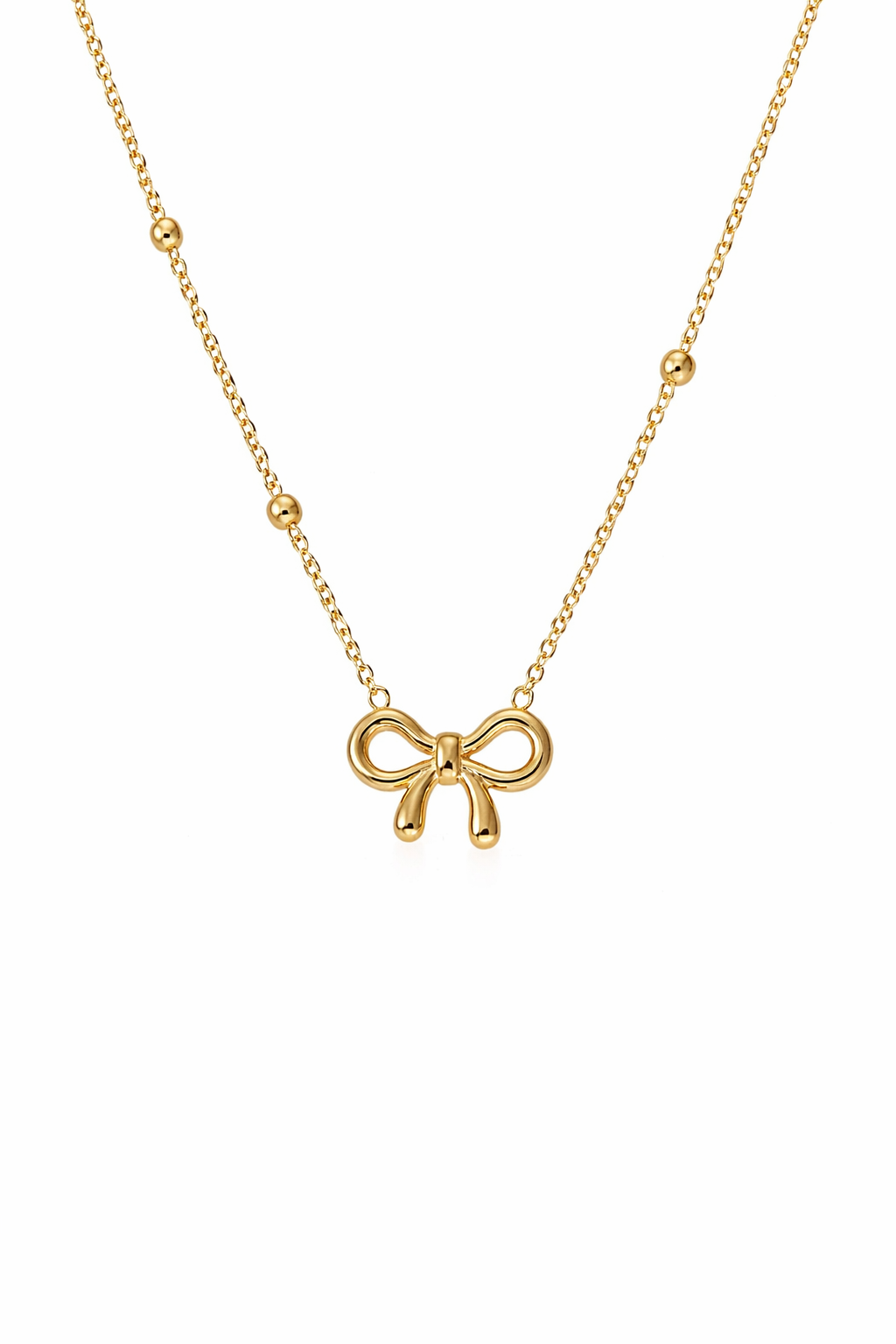 Chic Gold Bow Pendant Necklace