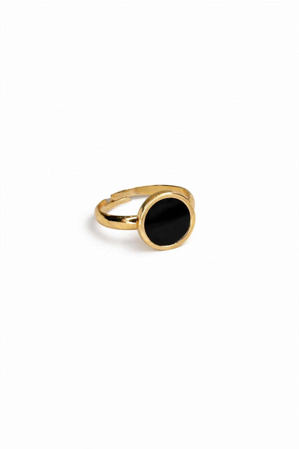 Classic Black Stone Gold Ring-Adjustable