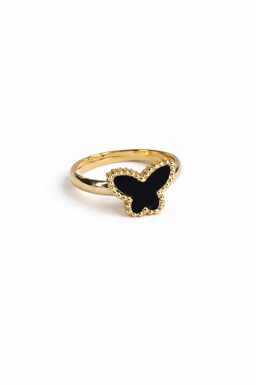 Elegant Gold Butterfly Black Stone Ring-Adjustable