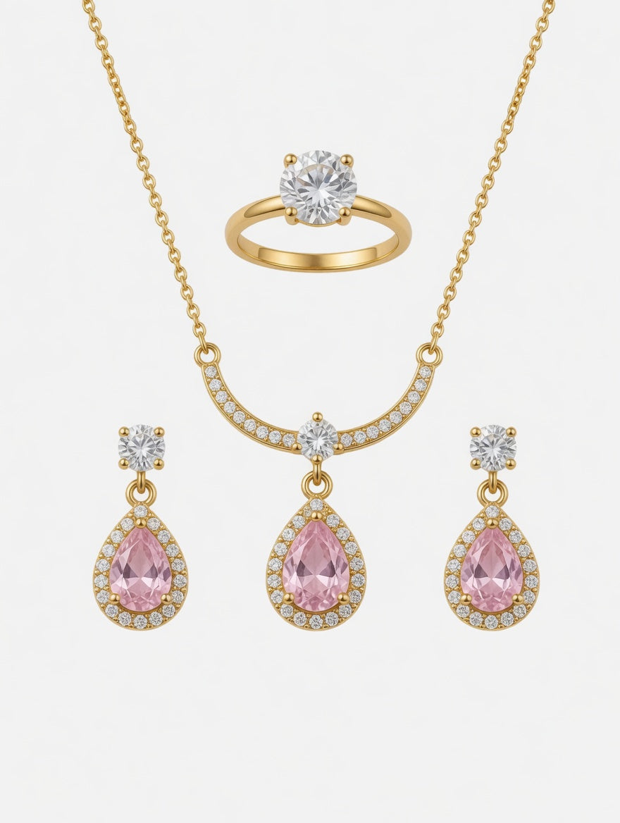 Blush Pink Crystal Jewelry Set