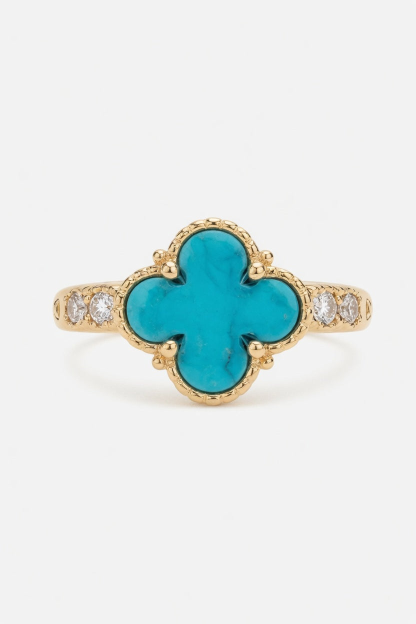 π Turquoise Clover Gold Ring