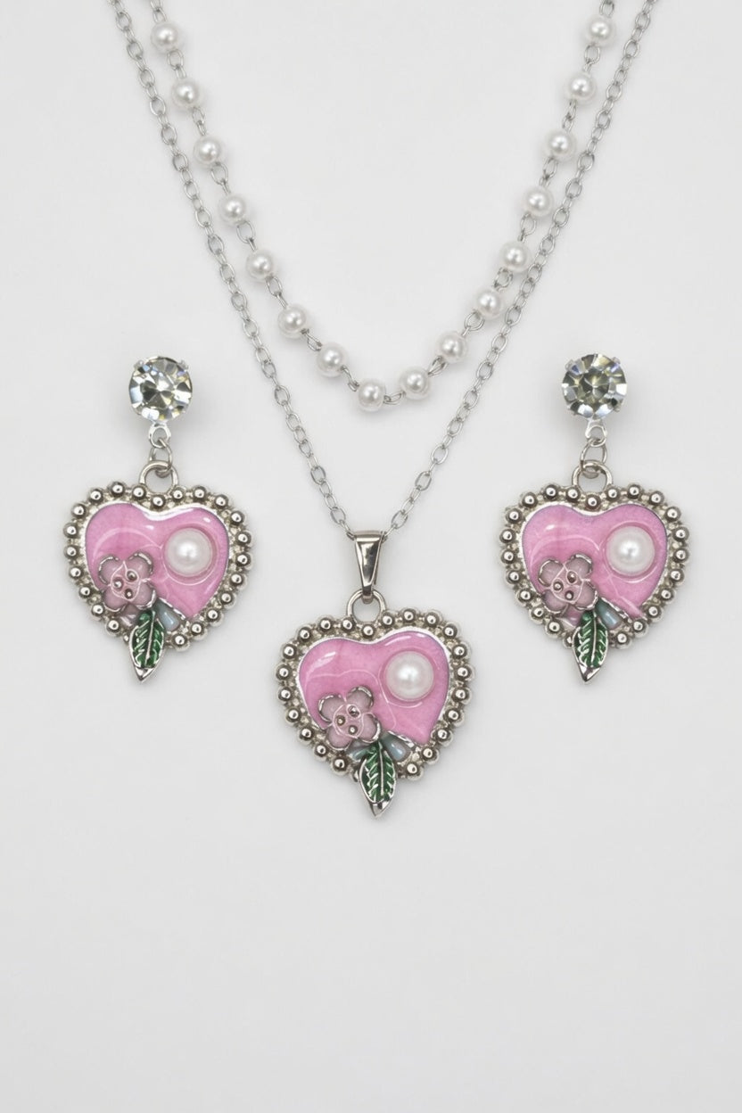 Pink Heart Jewelry Set