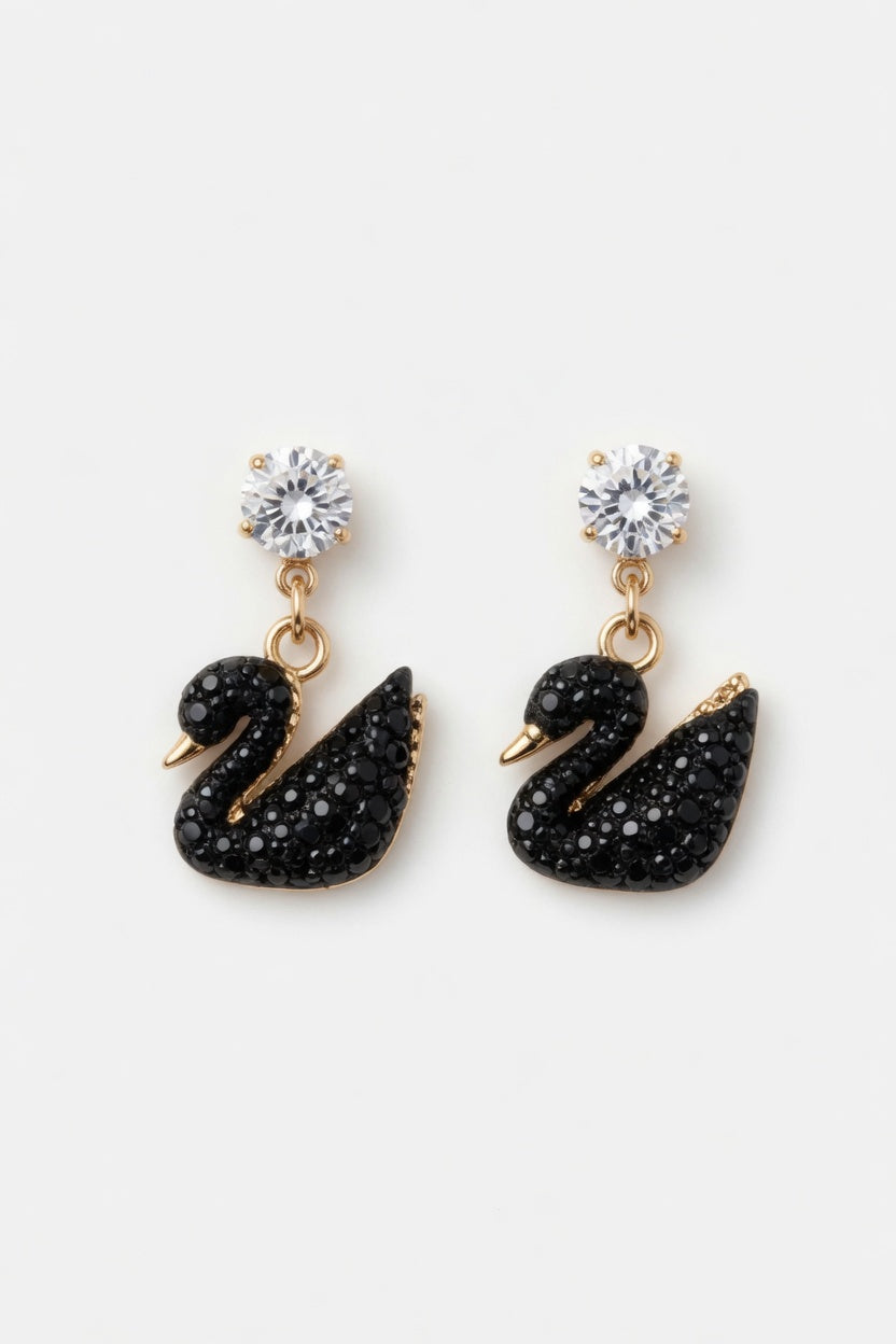Black Swan Crystal Drop Earrings