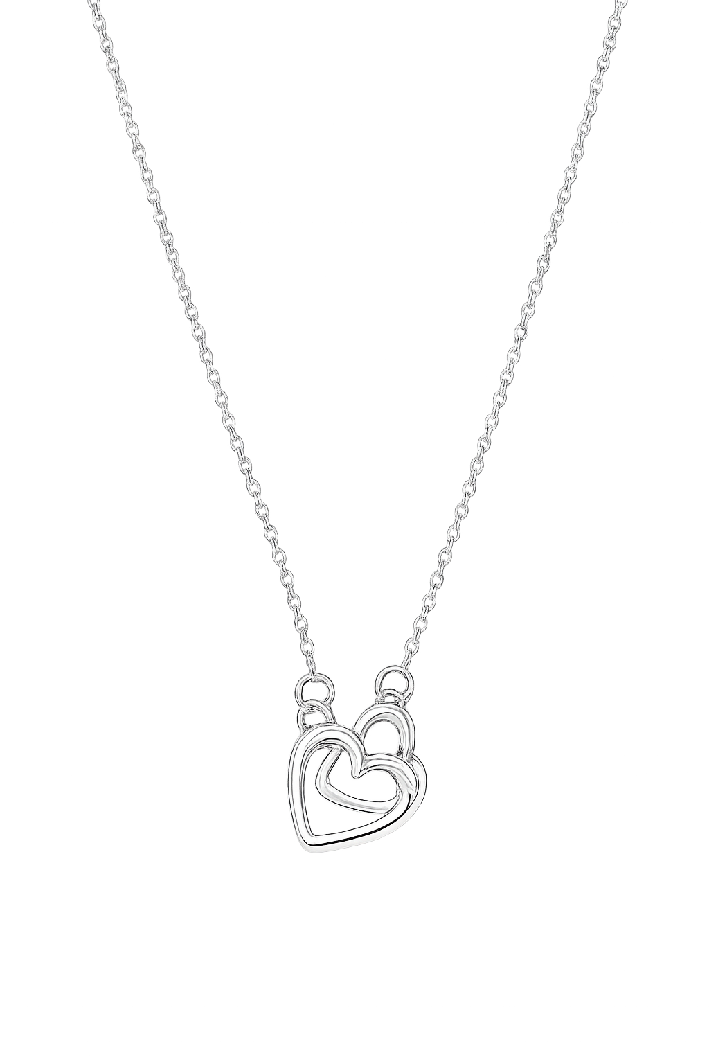 Elegant Double Heart Silver Necklace