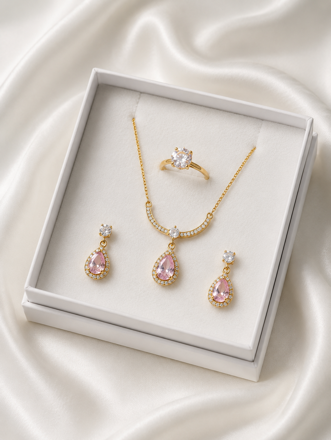Blush Pink Crystal Jewelry Set