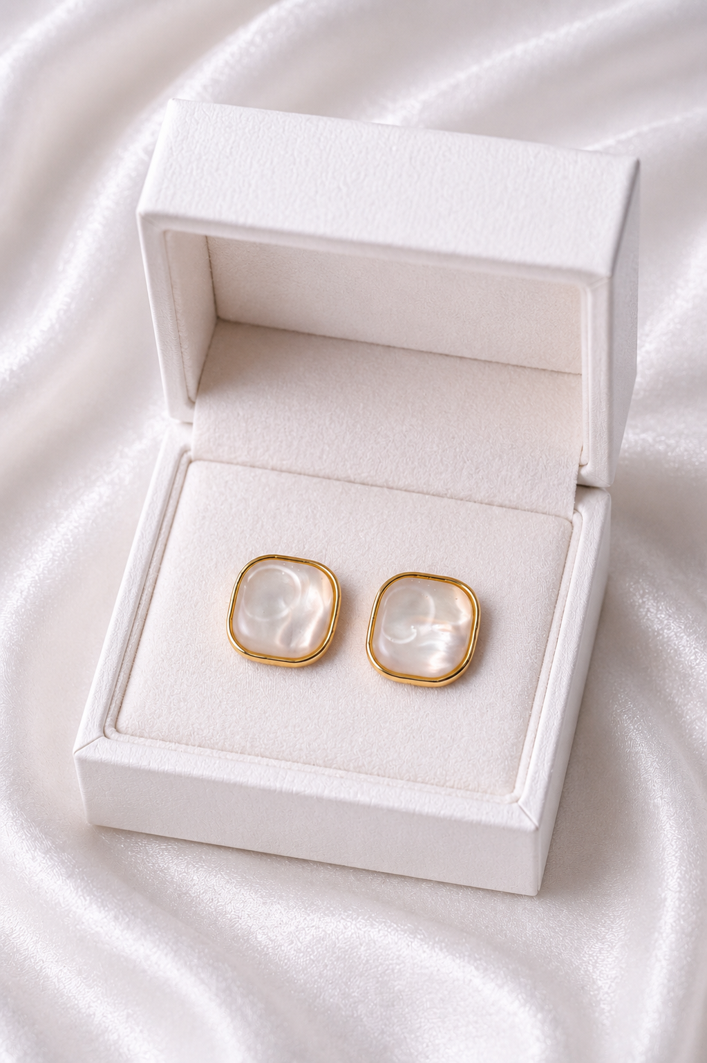 Square Pearl Stud Earrings