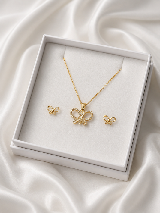 Elegant Gold Butterfly Jewelry Set