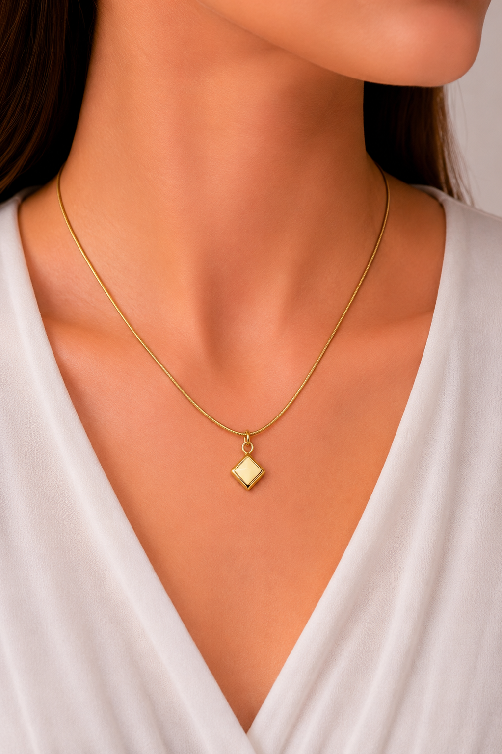 Geometric Gold Pendant Necklace