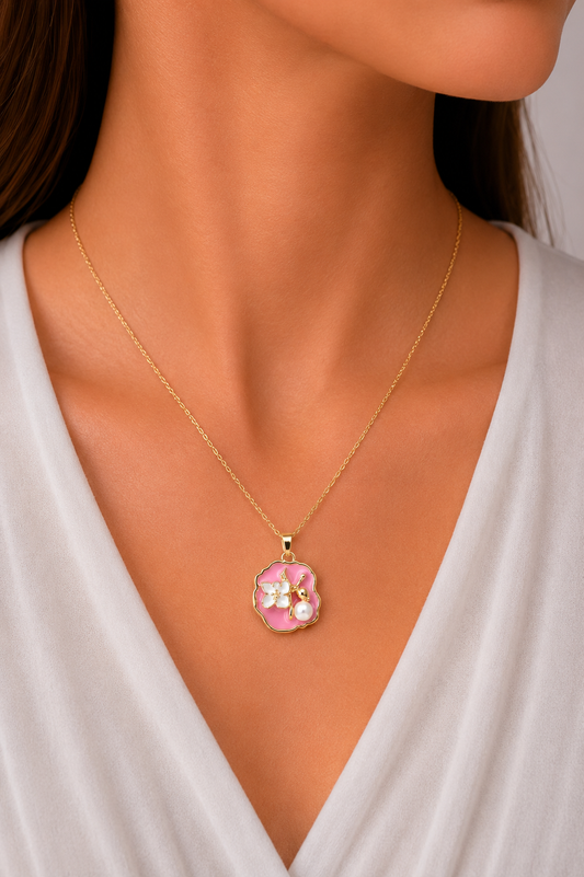 Blush Bloom Pearl Pendant Necklace