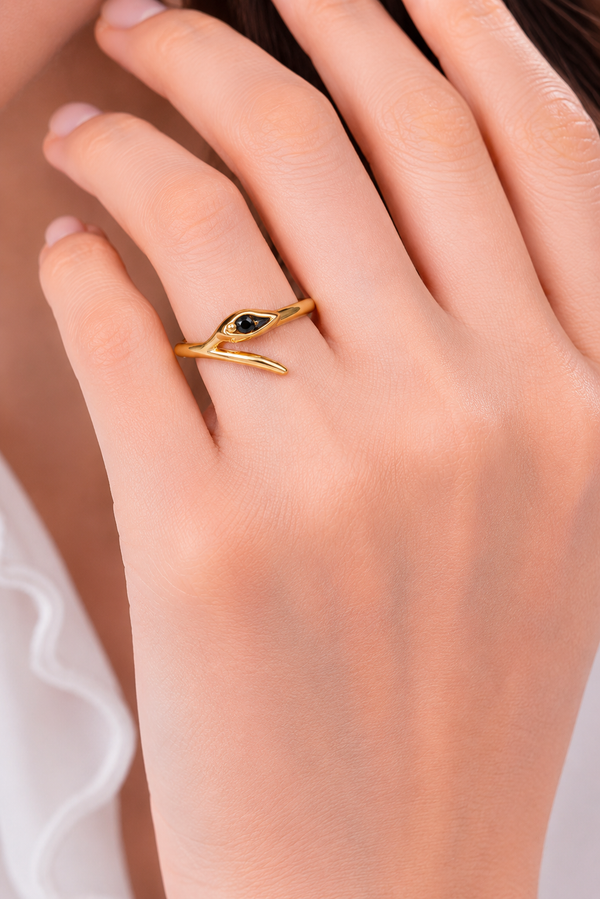 Minimalist Gold Snake Adjustable Ring