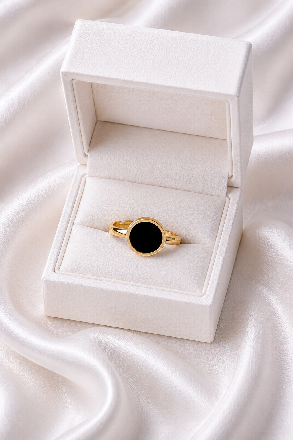 Classic Black Stone Gold Ring-Adjustable