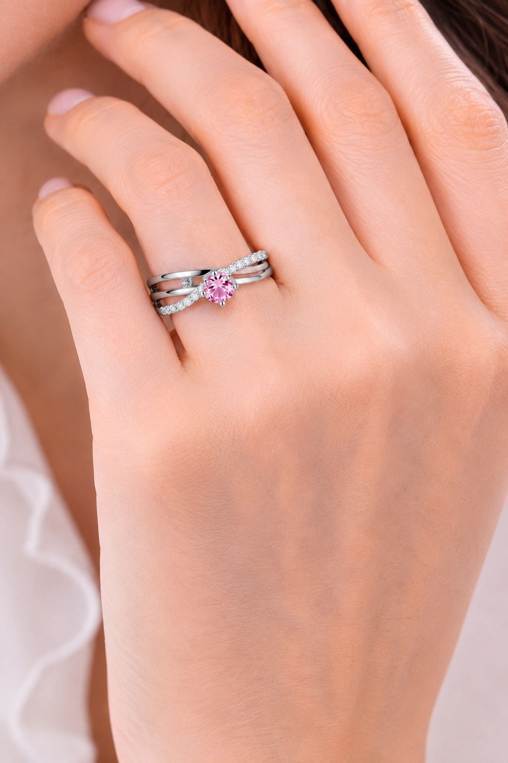 Silver Blush Sparkle Ring