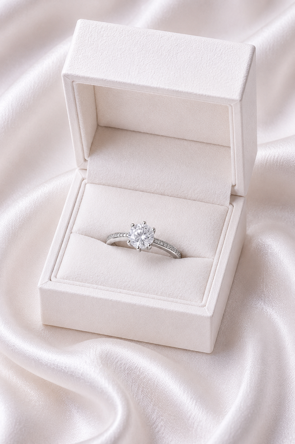 Solitaire Halo Ring – Clear CZ & Black Accent