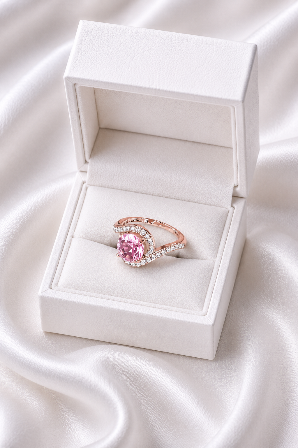 Blush Sparkle Adjustable Statement Ring – Pink Crystal Elegance