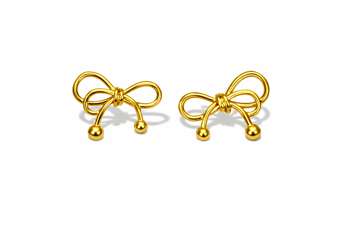 Golden Bow Stud Earrings – Elegant Minimal Design