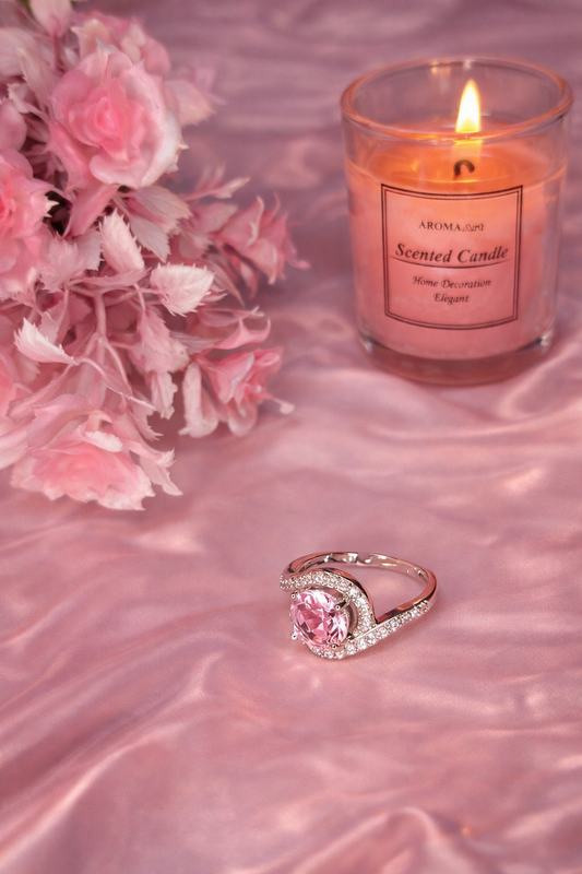 Blush Sparkle Adjustable Statement Ring – Pink Crystal Elegance