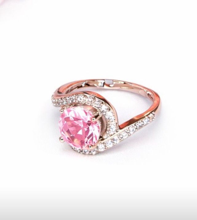 Blush Sparkle Adjustable Statement Ring – Pink Crystal Elegance
