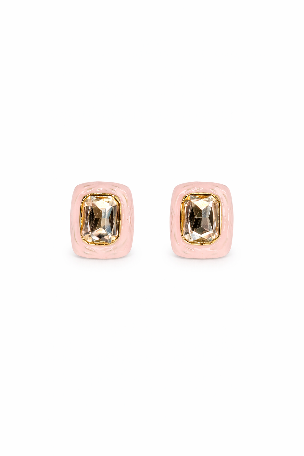 Blush Crystal Statement Stud Earrings – Elegant Pink Luxe Tops