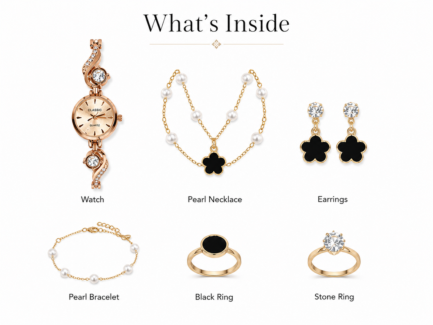 Women’s Premium Jewelry & Watch Gift Set – 6 in 1 Luxury Box