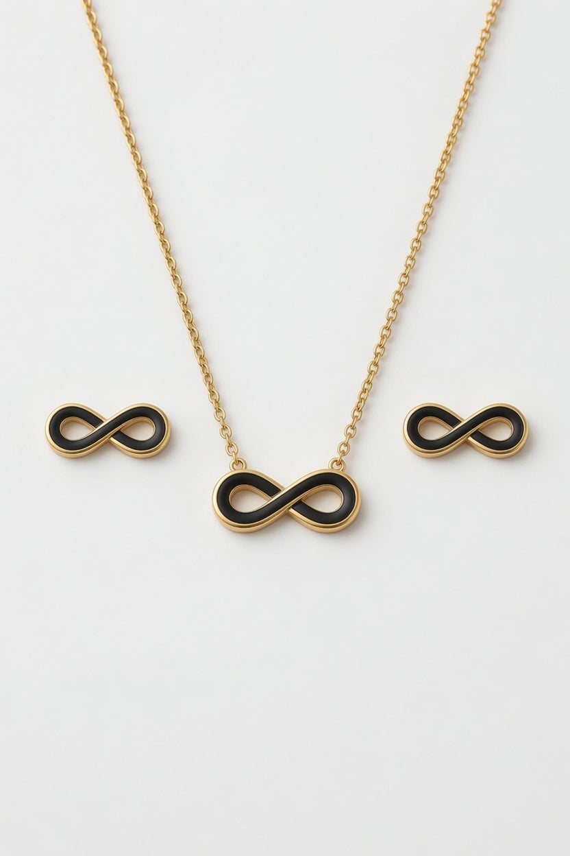 Infinity pendant and Earrings Set