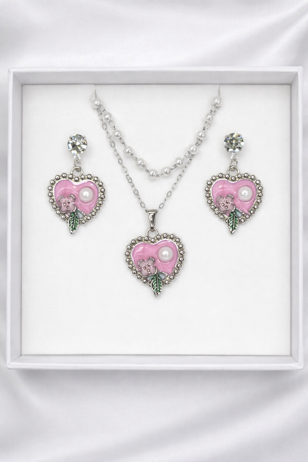 Pink Heart Jewelry Set