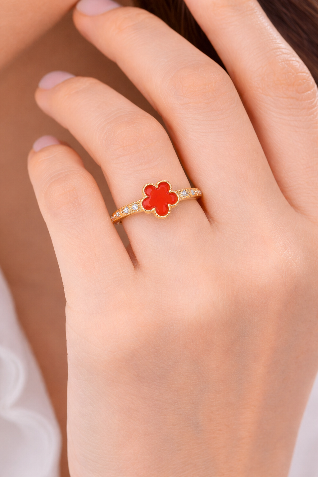 ❤️ Red Clover Gold Ring