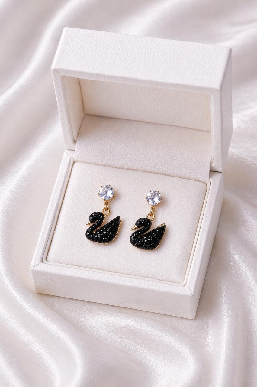 Black Swan Crystal Drop Earrings
